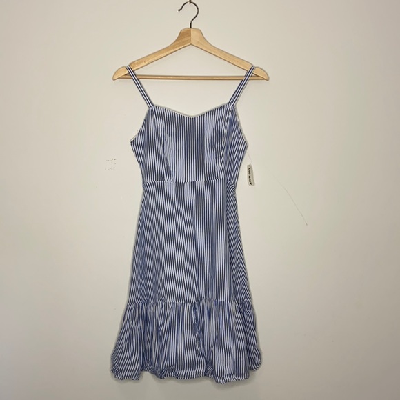 Old Navy Fit and Flare Striped Tank Dress with Ruffle Hem - Picture 2 of 12